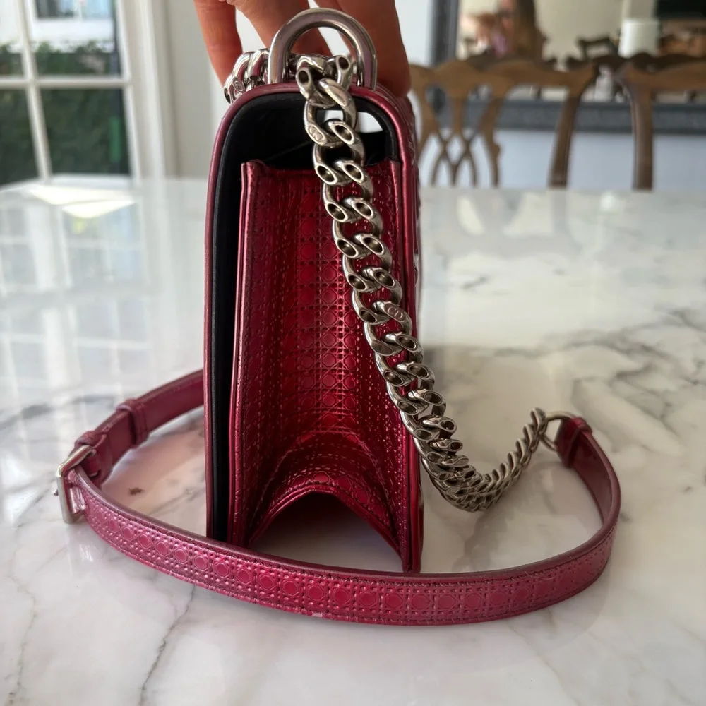 Christian Dior Dioram Red Shoulder Bag with Silver Chain - Picture 8 of 10